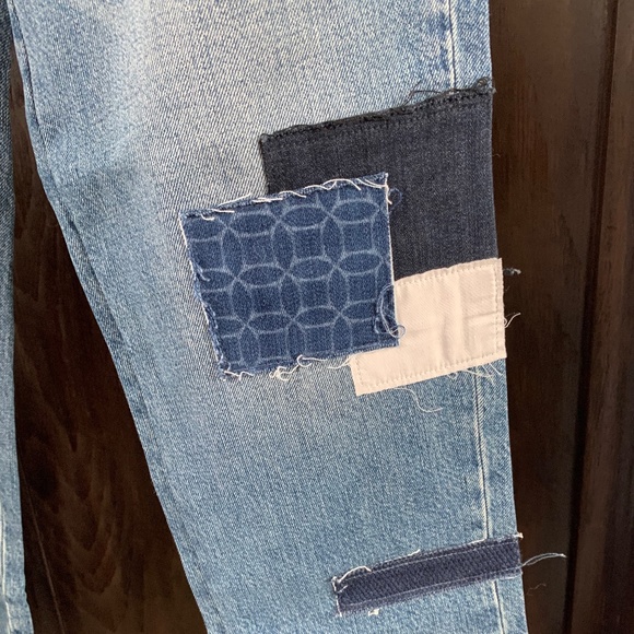 Paige Porter Mid Rise Boyfriend Straight Patch Jeans - Picture 5 of 5